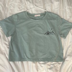 Romwe cropped tshirt, color blue w/ black detailing, size S